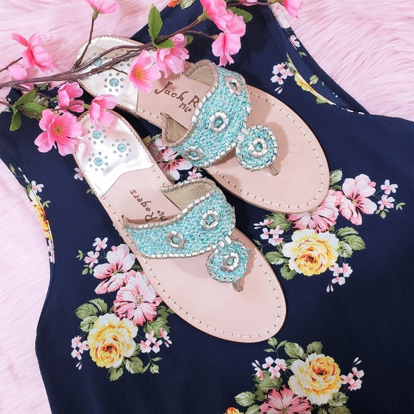 Jack Rogers Shoes - NWOT Jack Rogers Teal Palm Beach Thong Sandals